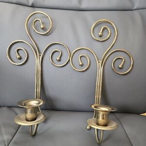 Vintage Home interiors Metal Golden Tone wall scones